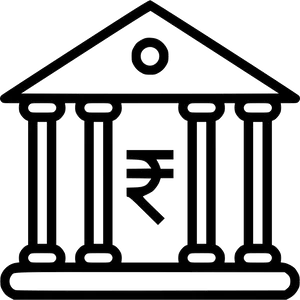 Bank Icon With Indian Rupee Symbol PNG image