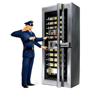 Bank Vault With Guard PNG 06262024