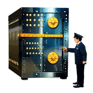 Bank Vault With Guard PNG Dde