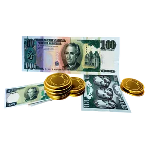 Banknotes And Coins PNG Ivd32