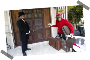 Banksy Walled Off Hotel Bellhop Monkey PNG image