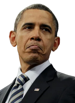 Barack Obama Contemplative Portrait PNG image