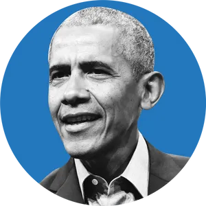 Barack Obama Portrait Blue Background PNG image