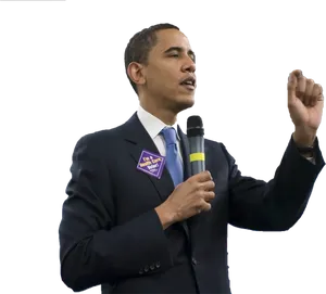 Barack Obama Speakingwith Microphone PNG image