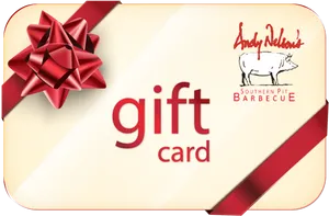 Barbecue Restaurant Gift Cardwith Red Bow PNG image