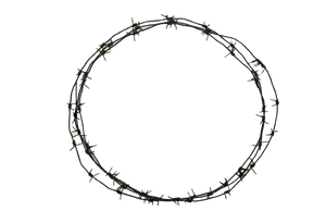 Barbed Wire Loop Against Blue Background PNG