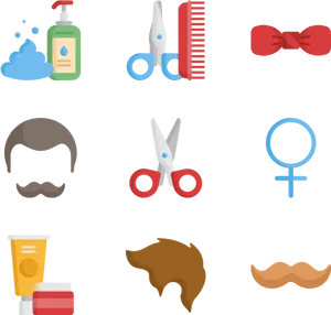 Barber Shop Essentials Icons PNG image