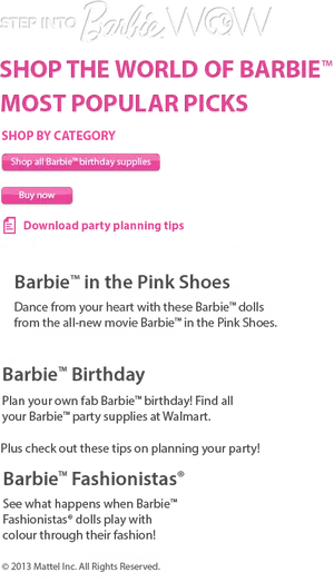 Barbie Advertisement Webpage Snapshot PNG image