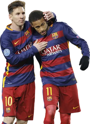Barcelona Soccer Players Celebration PNG image