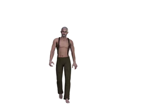 Bare Chested Elderly Man3 D Model