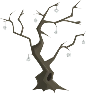 Bare Treewith Spider Webs PNG image