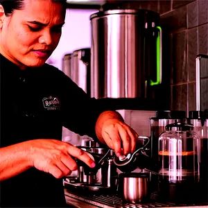 Barista Coffee Preparation PNG Kcj