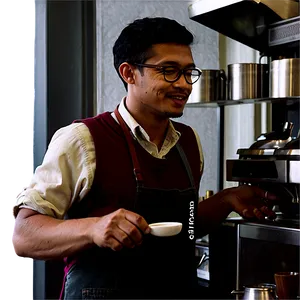 Barista In Coffee Shop Png Vxu16 PNG image