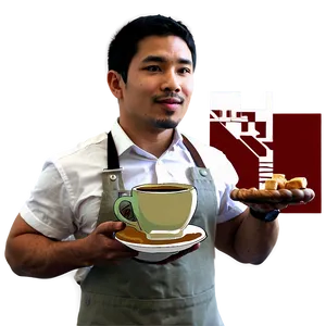 Barista With Coffee Cup PNG Mhu23 PNG