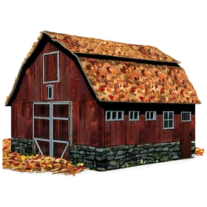 Barn Amongst Autumn Leaves PNG 06122024 PNG