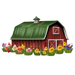 Barn In A Field Of Flowers PNG 06122024