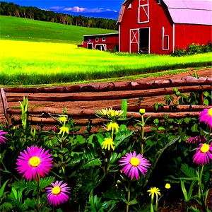 Barn In A Field Of Flowers Png 13 PNG image