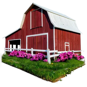 Barn In A Field Of Flowers PNG 84 PNG