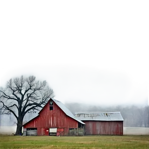 Barn In Foggy Morning Png Lfd25 PNG image