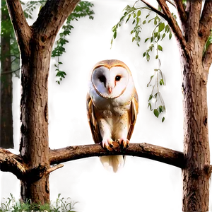 Barn Owl In Forest PNG 06252024