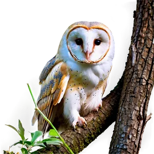 Barn Owl In Tree PNG 06252024