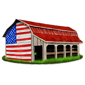 Barn With American Flag PNG 06122024 PNG