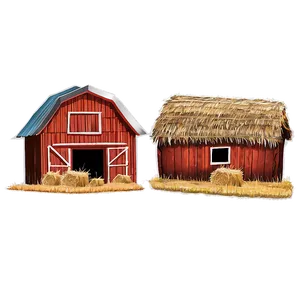 Barn With Haystacks PNG 35