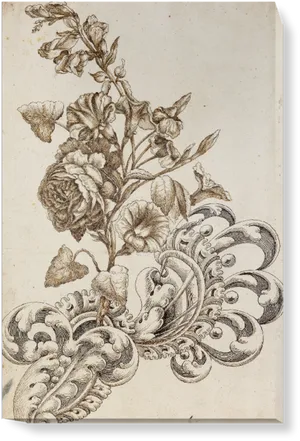 Baroque Floral Elegance Artwork PNG