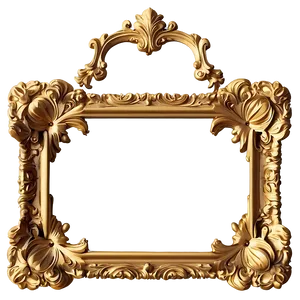 Baroque Gold Frame PNG 27