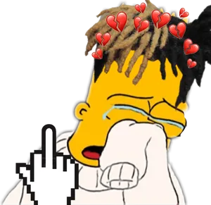 Bart Simpson Love Heartbreak Middle Finger PNG image