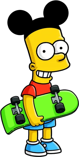 Bart Simpson Mickey Ears Skateboard.png PNG image
