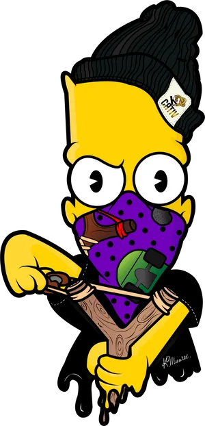 Bart Simpson Slingshot Graffiti Artist PNG image