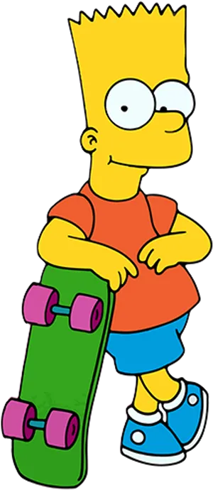 Bart Simpsonwith Skateboard PNG image