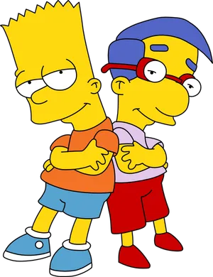 Bartand Milhouse Simpsons Characters PNG image
