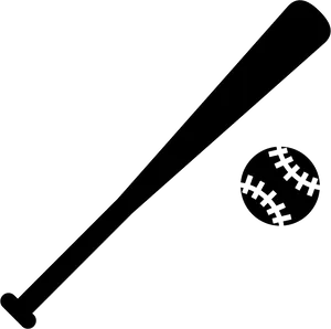 Baseball Batand Ball Outline PNG