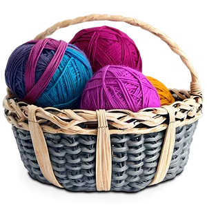Basket Of Yarn PNG 05242024