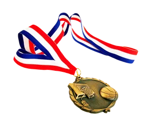 Basketball Medalwith Tri Color Ribbon PNG image