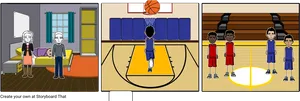 Basketball Player Journey Comic Strip PNG