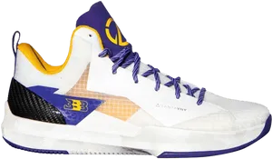 Basketball Shoe White Purple Yellow PNG image