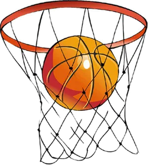 Basketball Swishing Through Hoop Clipart PNG image