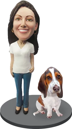 Basset Hound With Bobblehead Figure PNG image