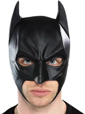 Batman Mask Wornby Man PNG image