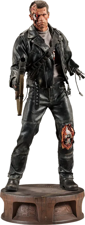 Battle Damaged Terminator Statue PNG image