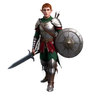 Battle-ready Elf Soldier PNG Nlo26