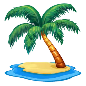 Beach Cartoon Palm Tree PNG 06212024