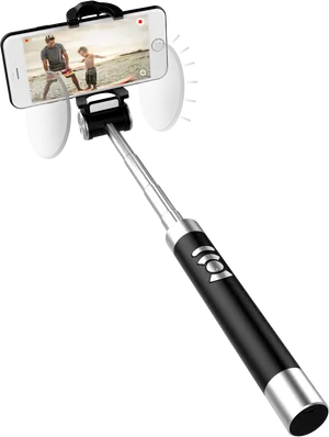 Beach Day Selfie Stick Use PNG image