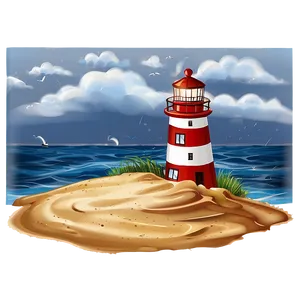 Beach Sand With Lighthouse PNG 32