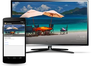 Beach Scene Smartphoneand T V Sync PNG image