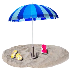 Beach Scene With Umbrella PNG 05232024