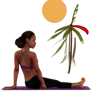 Beach Sunrise Yoga PNG Awy